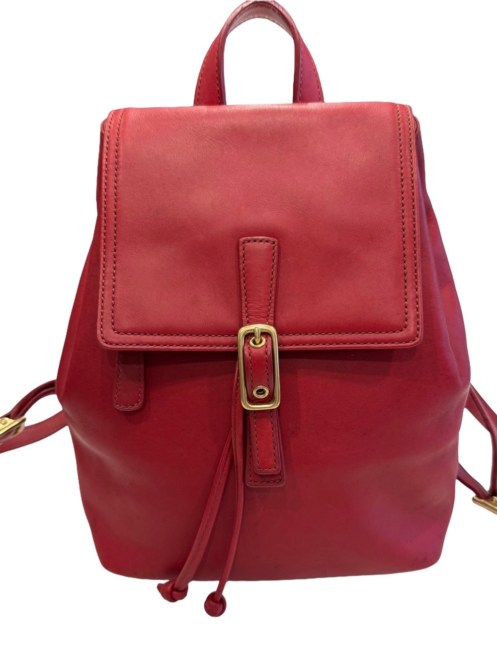 Coach VTG Legacy Backpack Red Leather Drawstring Flap Over Close 9858